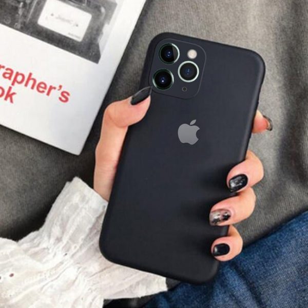 Apple Logo Matte Soft Silicone Full Camera Protection Cover For iPhone