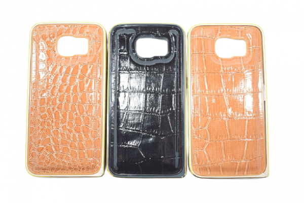 Luxury Leather Metal Bumper Back Cover For Samsung Galaxy S6