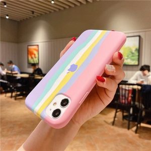 Fashion Rainbow Silicone Back Cover For iPhone 12 Series