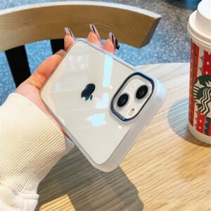 iPhone 14 Luxury Metal Camera Protection Shockproof Armor Clear Case-44